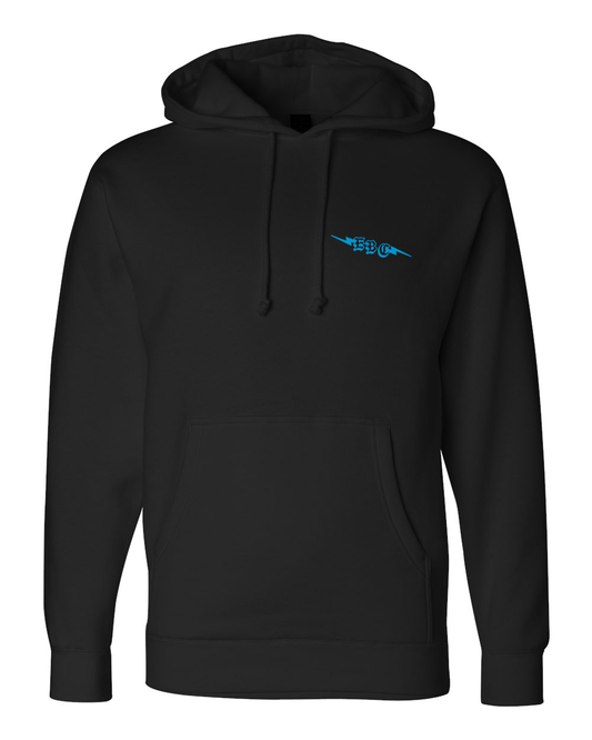 THE JUMBO BIKE HOODIE: BLACK/BLUE BONE/BLUE