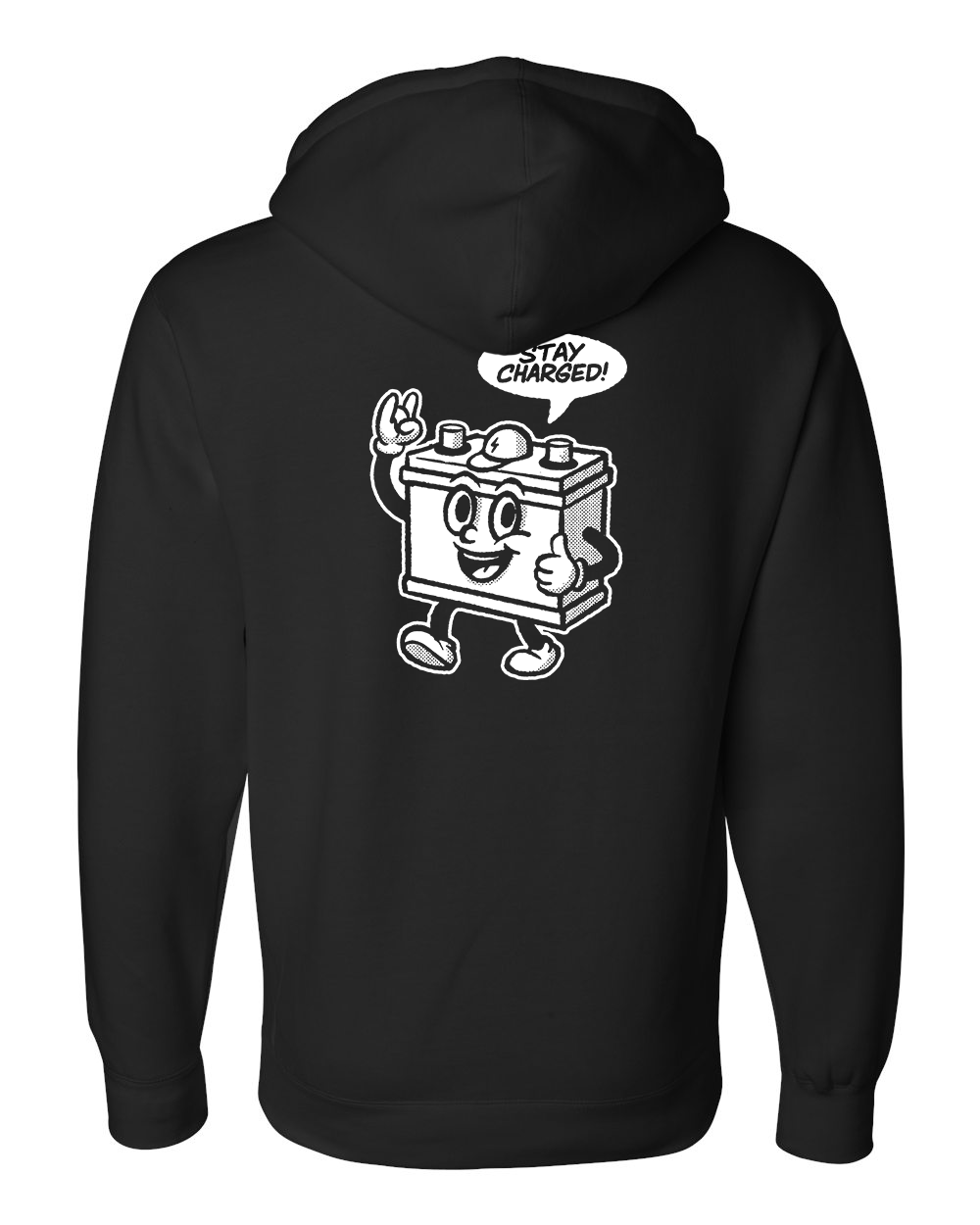 BUBBA THE BATTERY HOODIE: BLACK/WHITE ROYAL/WHITE