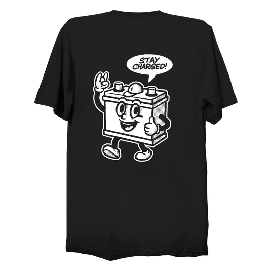 BUBBA THE BATTERY TEE: BLACK/WHITE
